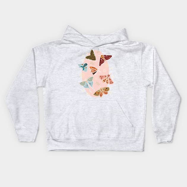 Moths in Moonlight Kids Hoodie by Limezinnias Design